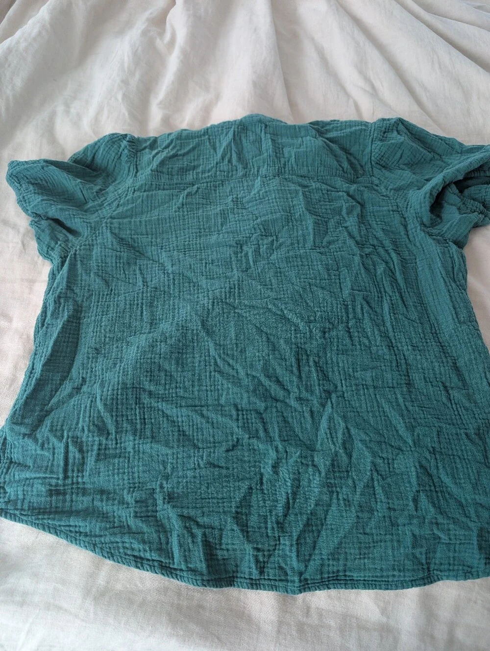 J. Crew Green Short-Sleeve Cotton gauze Top